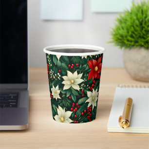 Gobelets En Papier Floral Motif de Noël