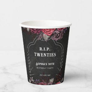 Gobelets En Papier Floral RIP 20s 30e fête d'anniversaire Faveurs