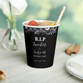 Gobelets En Papier Floral RIP Twenties 30th Birthday Party