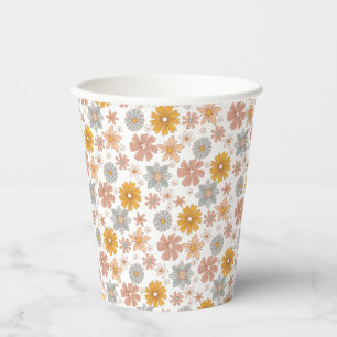 Gobelets En Papier Flore de Boho Retro Vintage Power
