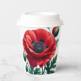 Gobelets En Papier Flore de pavot rouge