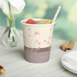 Gobelets En Papier Flore rose délicate