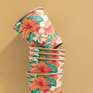 Gobelets En Papier Flore tropicale hawaïenne motif