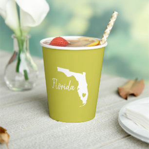 Gobelets En Papier Floride carte d'état amour maison