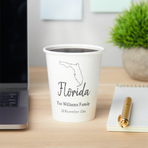 Gobelets En Papier Floride Carte d'État Réunion familiale personnalis