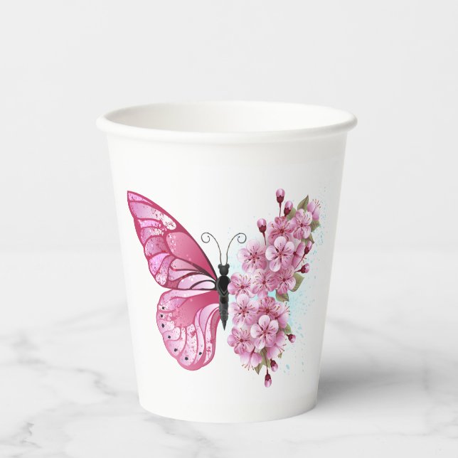 Gobelets En Papier Flower Butterfly (Recto)