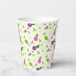 Gobelets En Papier Flower Garden Dragonfly Papier Cubes Vaisselle
