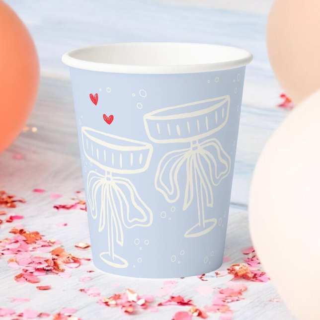 Gobelets En Papier Flûte à Champagne Bulles avec Nœud Coquette Douce (Créateur téléchargé)