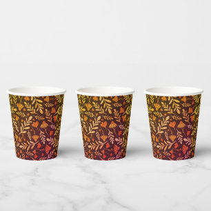 Gobelets En Papier Foliage d'automne et Fleurs Coupe en papier