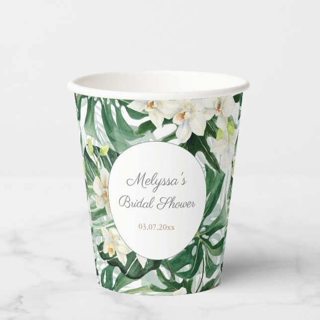 Gobelets En Papier Foliage vert Vert Blanc Wedding shower (Recto)