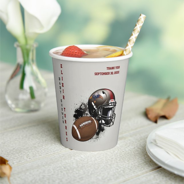 Gobelets En Papier Football américain Baby shower rouge et noir (Insitu)