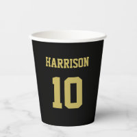 Football noir maillot d'or nom numéro anniversaire