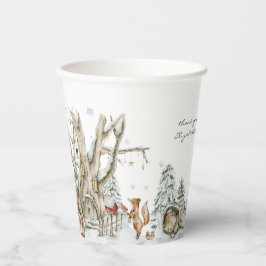 Gobelets En Papier Forêt d'animaux forestiers Hiver
