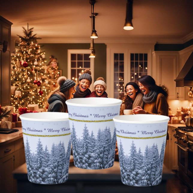 Gobelets En Papier Forêt hivernale magique - coutume festive (Créateur téléchargé)