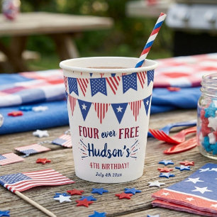 Gobelets En Papier Four Ever Free ! Fête du 4 juillet Anniversaire de