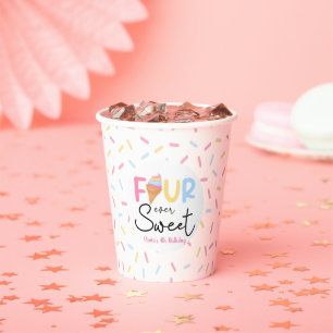 Gobelets En Papier Four Ever Sweet Ice Cream 4e fête d'anniversaire