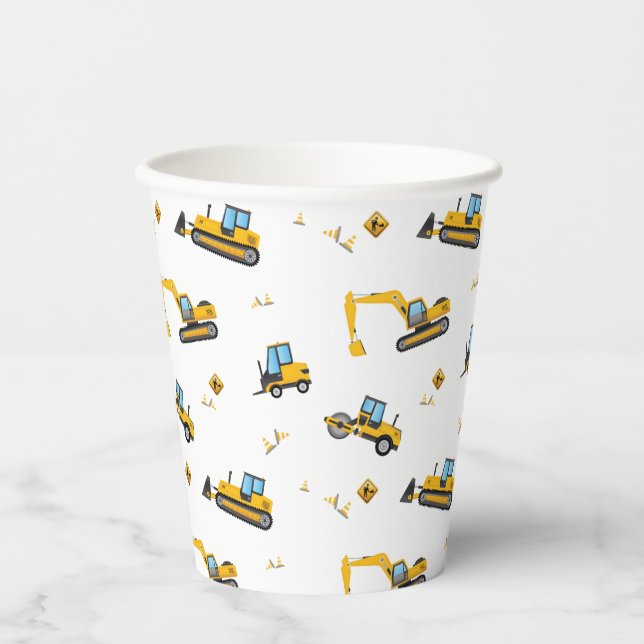 Gobelets En Papier Fournitures de belle partie Construction Camions d (Recto)