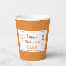 Gobelets En Papier Fox Orange Blanc 2e anniversaire Personnalisé