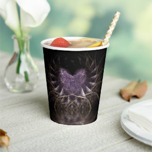 Gobelets En Papier Fractal Purple Love Heart