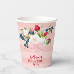 Gobelets En Papier Fraise 1er anniversaire Berry Sweet Pink