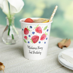 Gobelets En Papier Fraise bleuet Berry Sweet Anniversaire