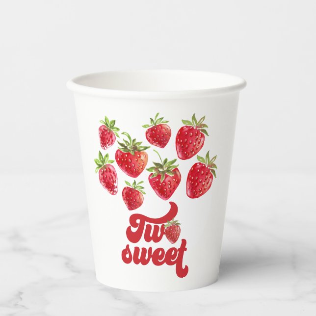 Gobelets En Papier Fraise deux doux 2e anniversaire (Recto)
