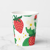 Fraise illustrée avec Feuilles et fleurs
