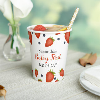 Gobelets En Papier Fraises et bleuets Berry First Birday