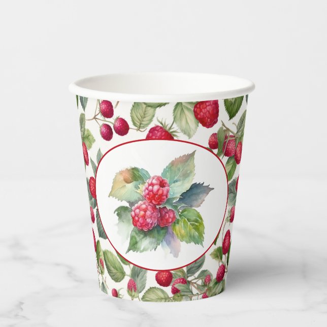 Gobelets En Papier Framboises mignonnes aquarelle (Recto)