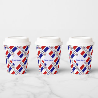 Gobelets En Papier France French Flag Tiled Blue Personalized Name