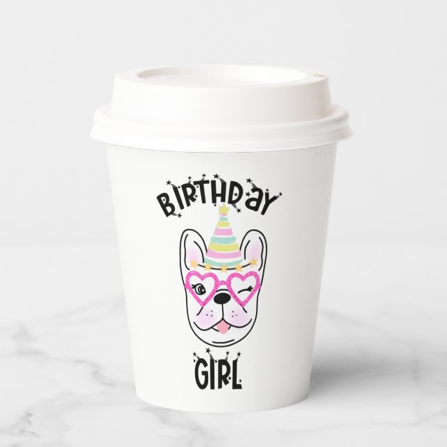 Gobelets En Papier French Bulldog Fête d'anniversaire (Recto)