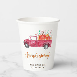 Gobelets En Papier Friendsgiving Script Automne Citrouille Camion rou