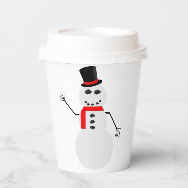 Gobelets En Papier Frostez Les Tasses De Papier Snowman (Recto)