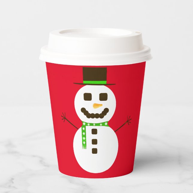 Gobelets En Papier Frosty The Snowman Red Paper Cup (Recto)