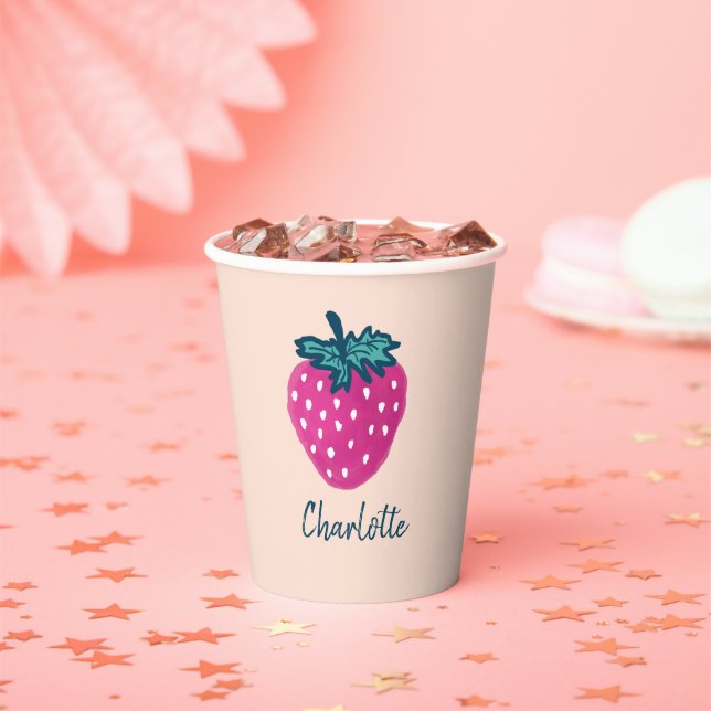 Gobelets En Papier Fruit aux fraises mûre Nom personnalisé (Insitu)