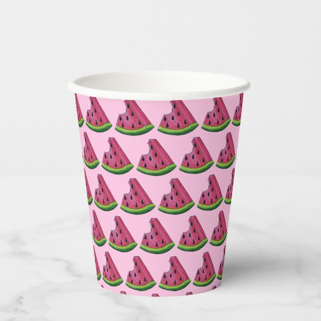 Gobelets En Papier Fruit de melon de melon de melon vert rose (Recto)