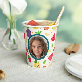 Gobelets En Papier Fruit thème Photo personnalisée et nom
