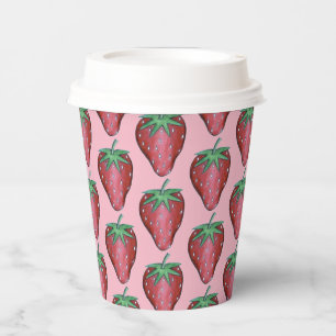 Gobelets En Papier Fruits de fraises rouges juteuses roses Imprimer