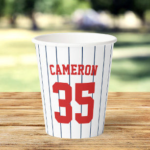 Gobelets En Papier Fully Editable Colors Baseball Jersey Stripes Name