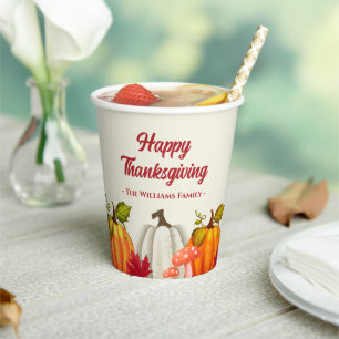 Gobelets En Papier Fun Citrouille Thanksgiving tasses de papier