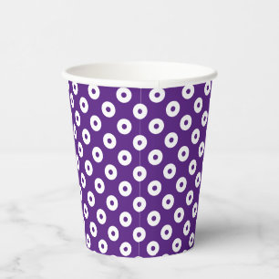 Gobelets En Papier Fun foncé violet avec pourpre et blanc Polka-Dots