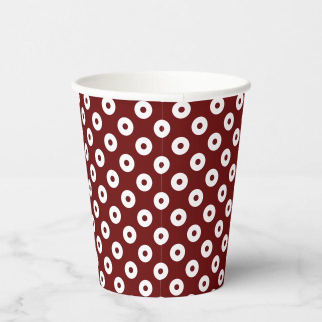Gobelets En Papier Fun Rouge foncé avec Polka-Dots rouge et blanc (Droite)