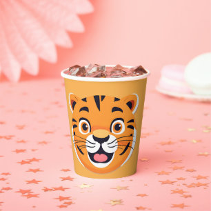 Gobelets En Papier Fun tiger Visage safari jungle sauvage Anniversair