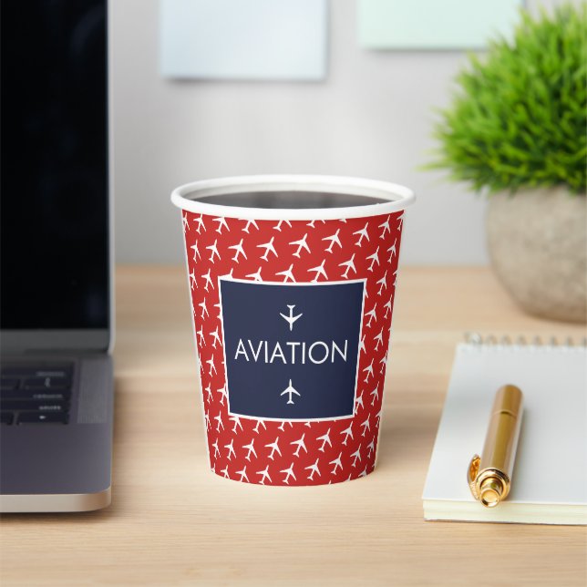 Gobelets En Papier Funky White Plane Avion Pilote (Insitu)