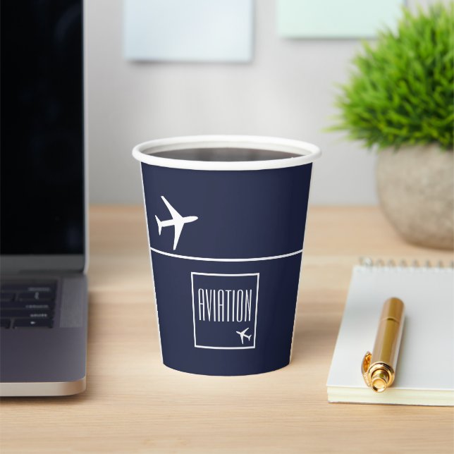 Gobelets En Papier Funky White Plane Avion Pilote (Insitu)