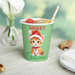 Gobelets En Papier Funny animaux Safari Chat Père Noël Costume de Noë
