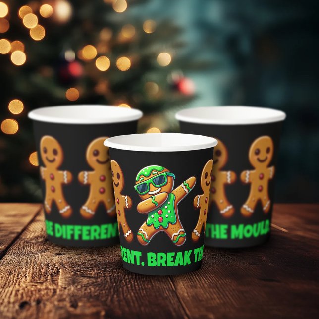 Gobelets En Papier Funny Be Different Break the Mold Gingerbread Homm (Dabbing Gingerbread Man Paper Cups Cover Photo)