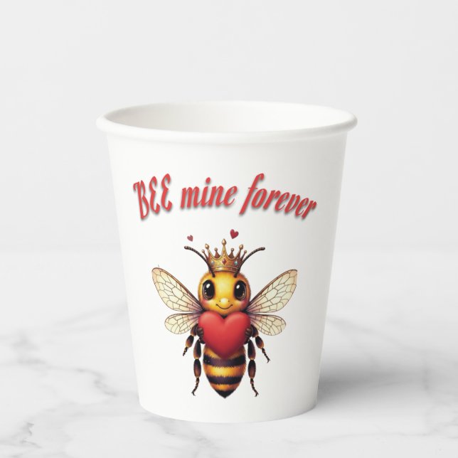Gobelets En Papier Funny Bee Pun Valentine  (Recto)