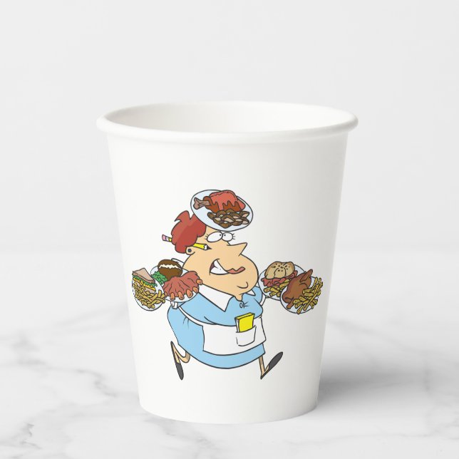Gobelets En Papier Funny Busy Waitress Overworked Server (Recto)