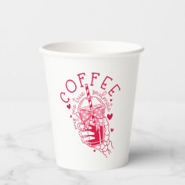 Gobelets En Papier Funny Coffee Soulmate Skeleton Red Hearts
